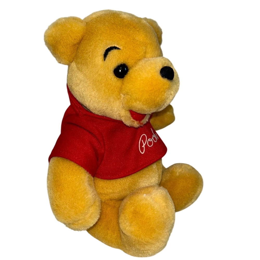 Vintage Disney Store Winnie the Pooh Plush Stuffed Animal Red Shirt 8 Inch